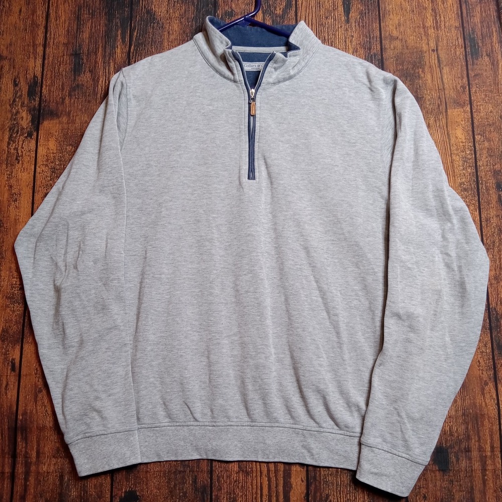Collars & Co 1/4 Zip Pullover Long Sleeve Men s Medium Heather Gray